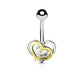 Bauchnabelpiercing 1,6mm 10mm Herz Nabelpiercing Edelstahl Chirurgenstahl Bananabell Zirkonia Silber Gold 14 Karat