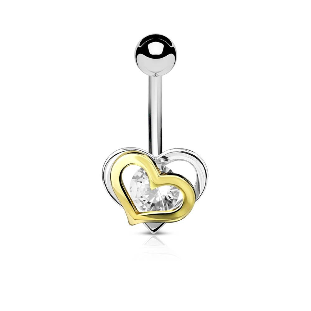 Bauchnabelpiercing 1,6mm 10mm Herz Nabelpiercing Edelstahl Chirurgenstahl Bananabell Zirkonia Silber Gold 14 Karat