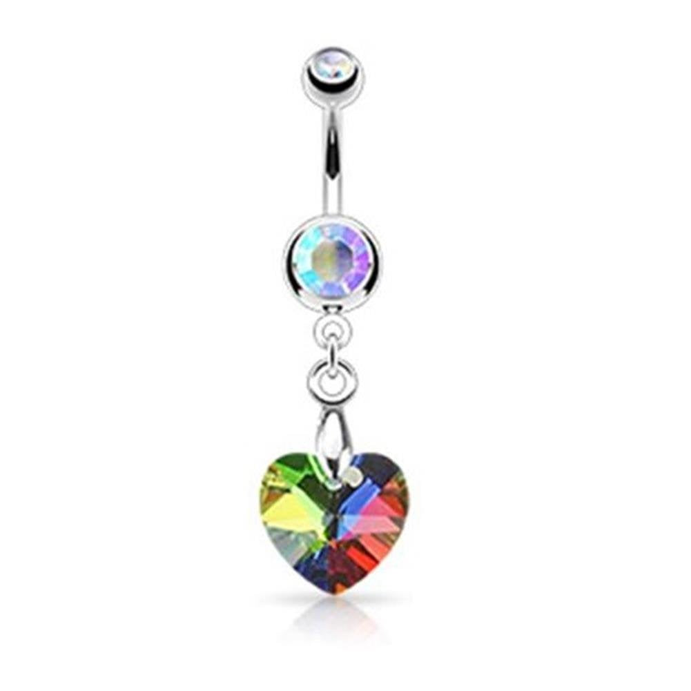 Bauchnabelpiercing 1,6mm 10mm Anhänger Herz Nabelpiercing Edelstahl Chirurgenstahl Bananabell Zirkonia Pink Clear Aurora