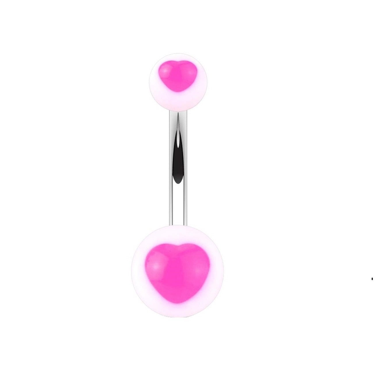 Bauchnabelpiercing UV Herz Nabelpiercing ACRYL-Kugeln Bananabell Edelstahl Stab-Dicke 1,6mm Stab-länge 10mm