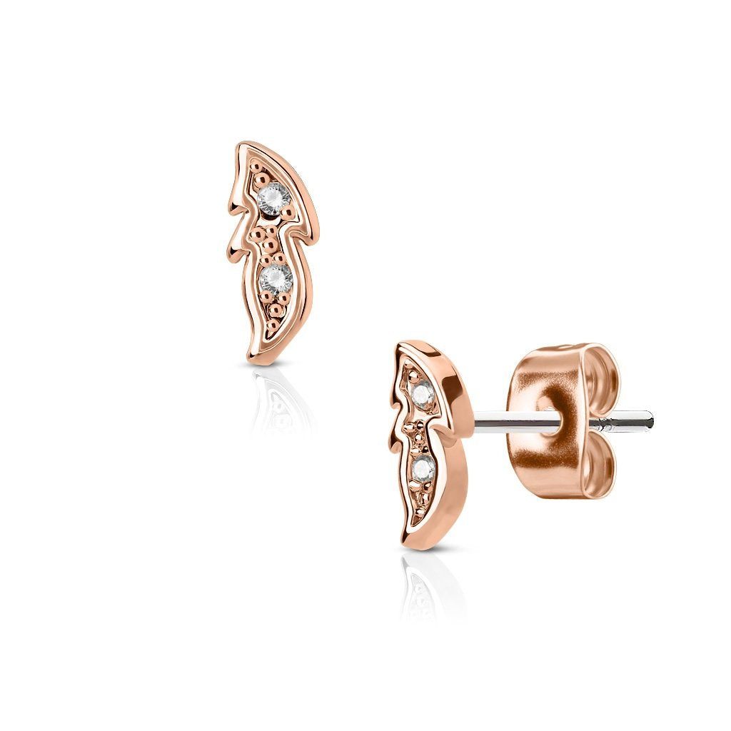 1 Paar Ohrringe Set Stecker Edelstahl Chirurgenstahl Kleines Blatt clear Zirkonia gold silber roségold