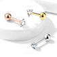1 Knorpel Ohrstecker Zirkonia Clear 3/4mm Dreieck Cartilage Labret Piercing Tragus viele Farben Edelstahl Schraubverschluss Steg 6/1,2mm
