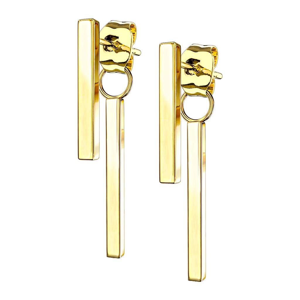 1 Paar Damen Ohrstecker Balken Anhänger Ohrringe Chirurgenstahl Silber Gold Roségold