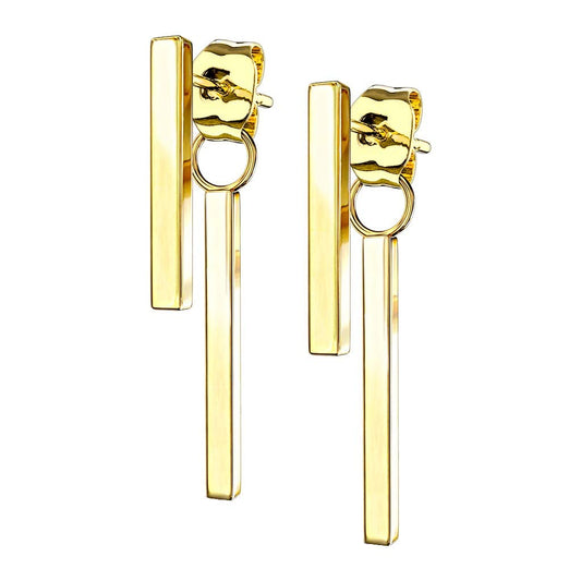 1 Paar Damen Ohrstecker Balken Anhänger Ohrringe Chirurgenstahl Silber Gold Roségold
