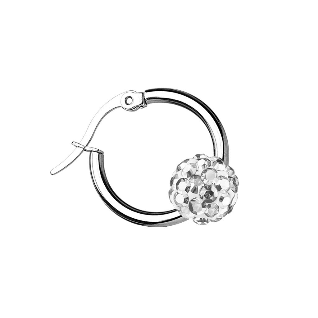 Damen 1 Paar Creolen KRISTALL-KUGEL Ohrringe Schmuck Ohrstecker Chirurgenstahl Silber Multicolor