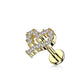 Knorpel Ohrstecker Herz Silber Gold Roségold Pavé Zirkonia Clear Piercings Chirurgenstahl Schraubverschluss Stab 6/8mm lang