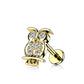 Knorpel Ohrstecker Eule Silber Gold Roségold Pavé Zirkonia Clear Piercings Chirurgenstahl Schraubverschluss Stab 6/8mm lang