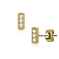 1 Paar Ohrringe Set Stecker Edelstahl Chirurgenstahl Bar 3 clear Zirkonia silber roségold gold