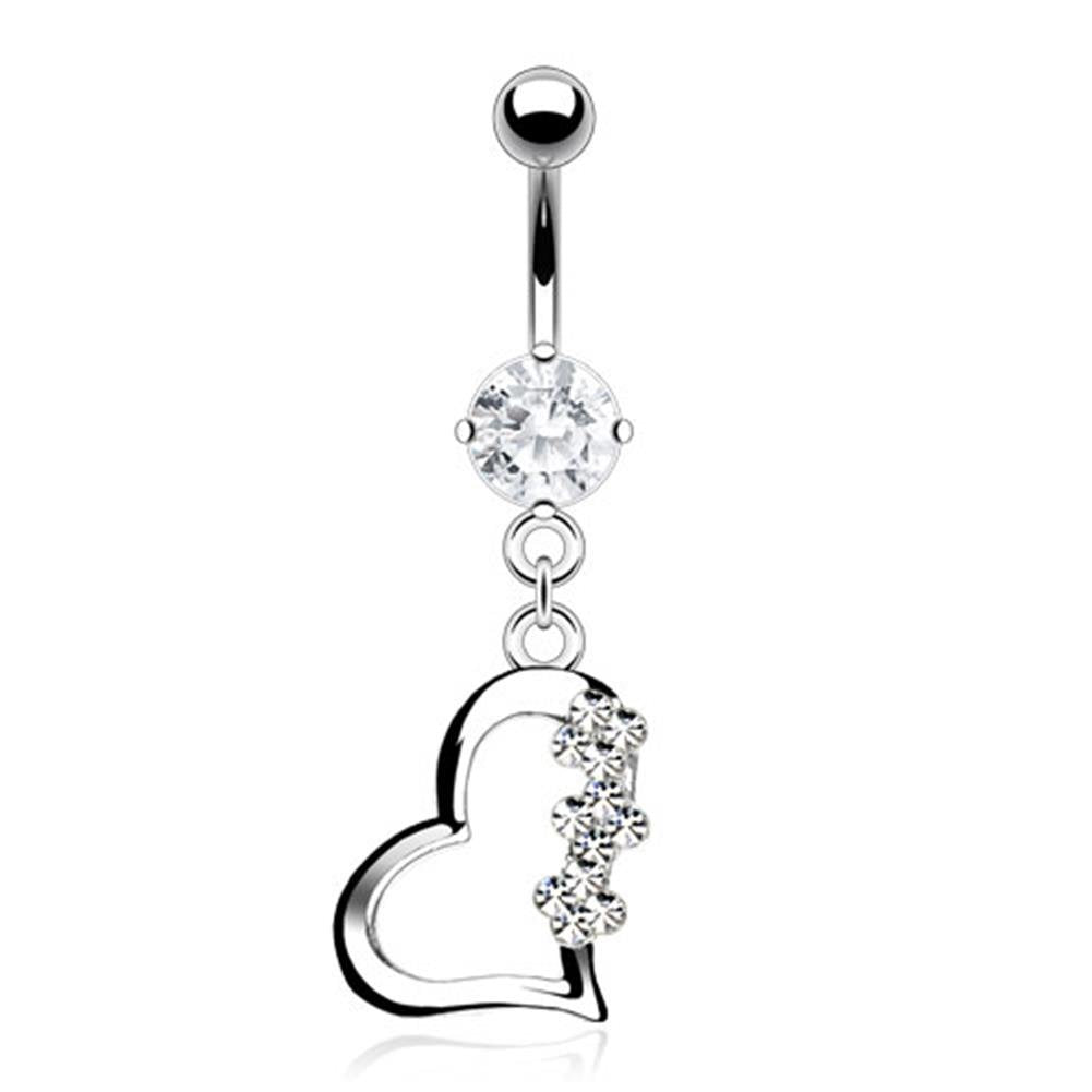 Bauchnabelpiercing 1,6mm 10mm Anhänger Herz Nabelpiercing Edelstahl Chirurgenstahl Bananabell Zirkonia Pink Clear Aurora