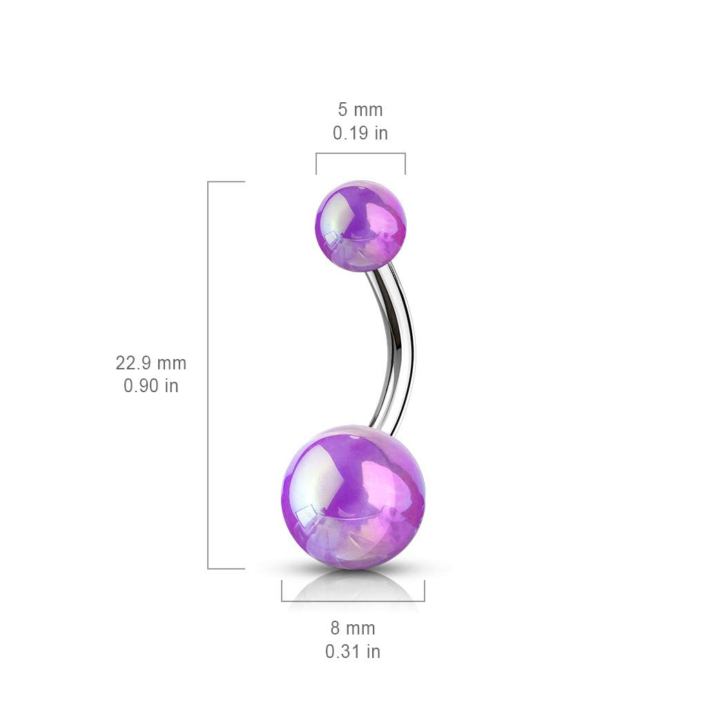 Bauchnabelpiercing Metallic Kugeln Nabelpiercing Chirurgenstahl Bananabell Acryl Silber Lila Blau Pink Weiß Regenbogen Stab 1,6/10mm