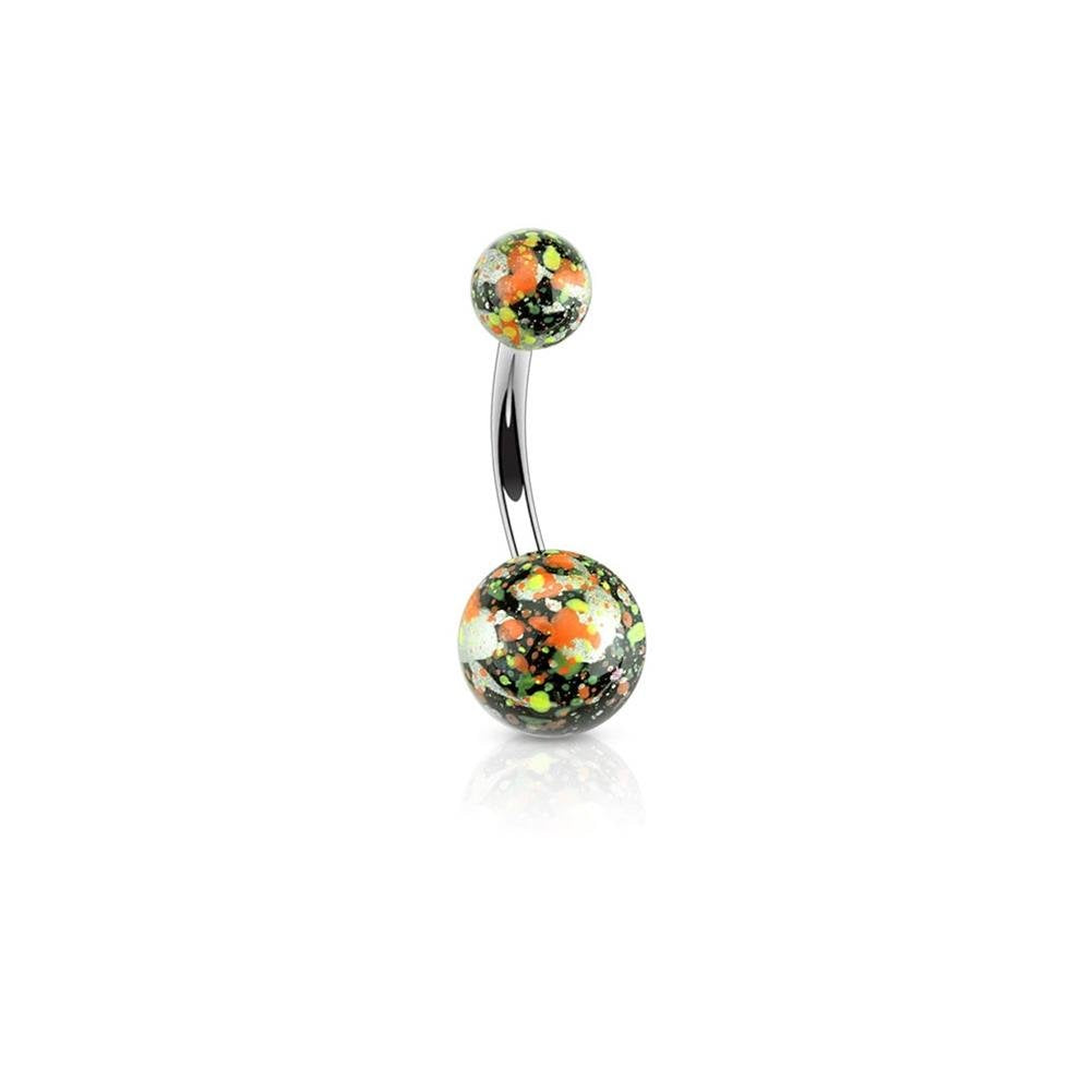 Bauchnabelpiercing 1,6mm 10mm Splatter Spritzer Grafitti Ball Nabelpiercing Edelstahl Chirurgenstahl Bananabell Zirkonia