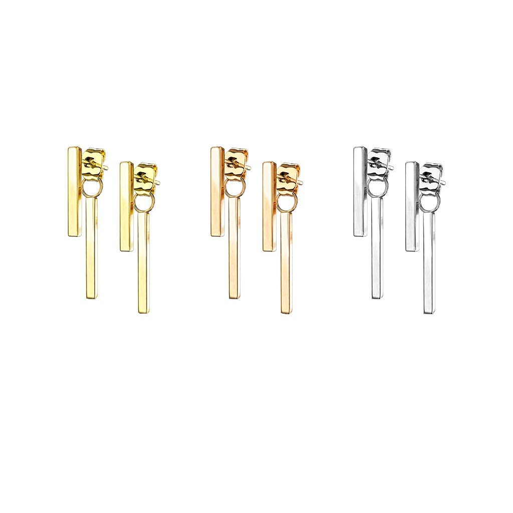 1 Paar Damen Ohrstecker Balken Anhänger Ohrringe Chirurgenstahl Silber Gold Roségold