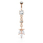 Bauchnabelpiercing Set 1,6mm 10mm Fallende Blätter 20 x 7mm Nabelpiercing Chirurgenstahl Bananabell Zirkonia Silber Gold Roségold
