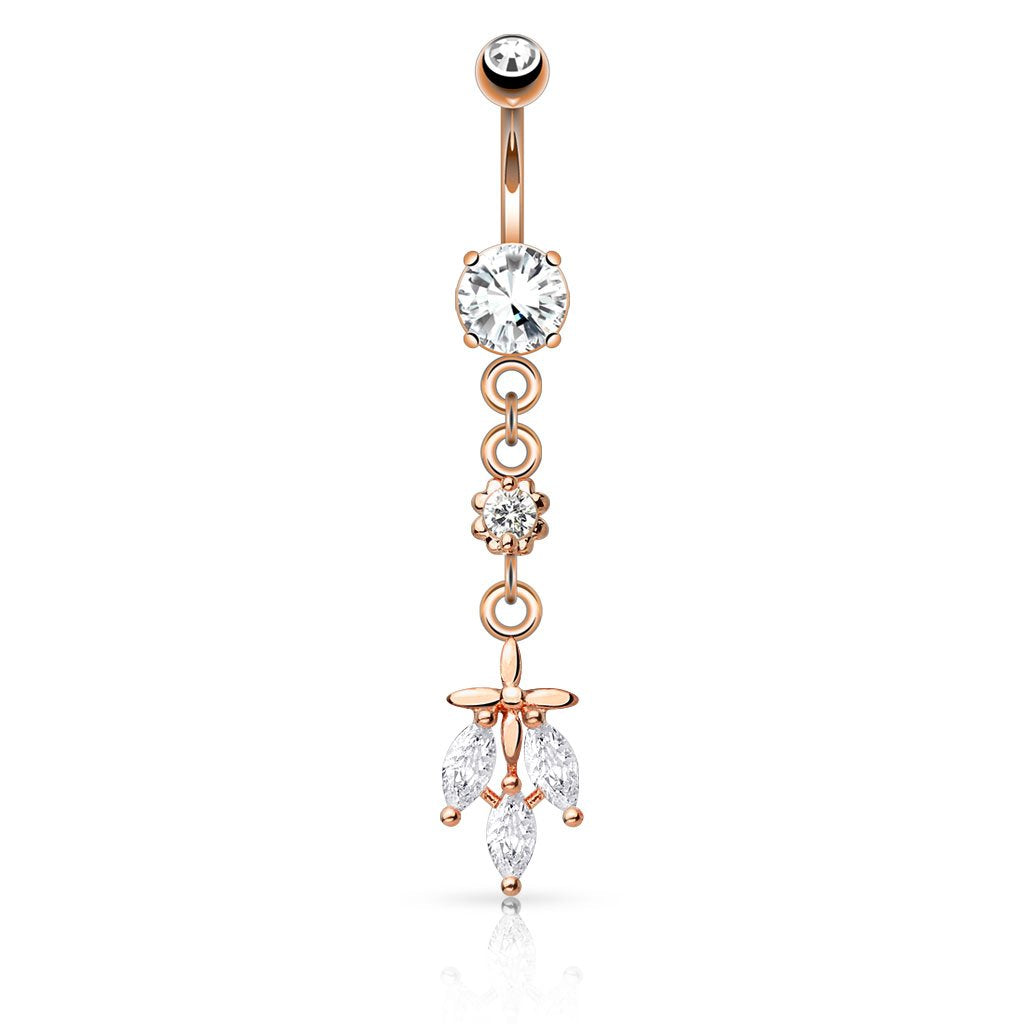 Bauchnabelpiercing Set 1,6mm 10mm Fallende Blätter 20 x 7mm Nabelpiercing Chirurgenstahl Bananabell Zirkonia Silber Gold Roségold