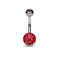 Bauchnabelpiercing Grosse Glitzer-Kugel Stab 1,6mm 10mm Nabelpiercing Edelstahl Chirurgenstahl Bananabell Zirkonia viele Farben