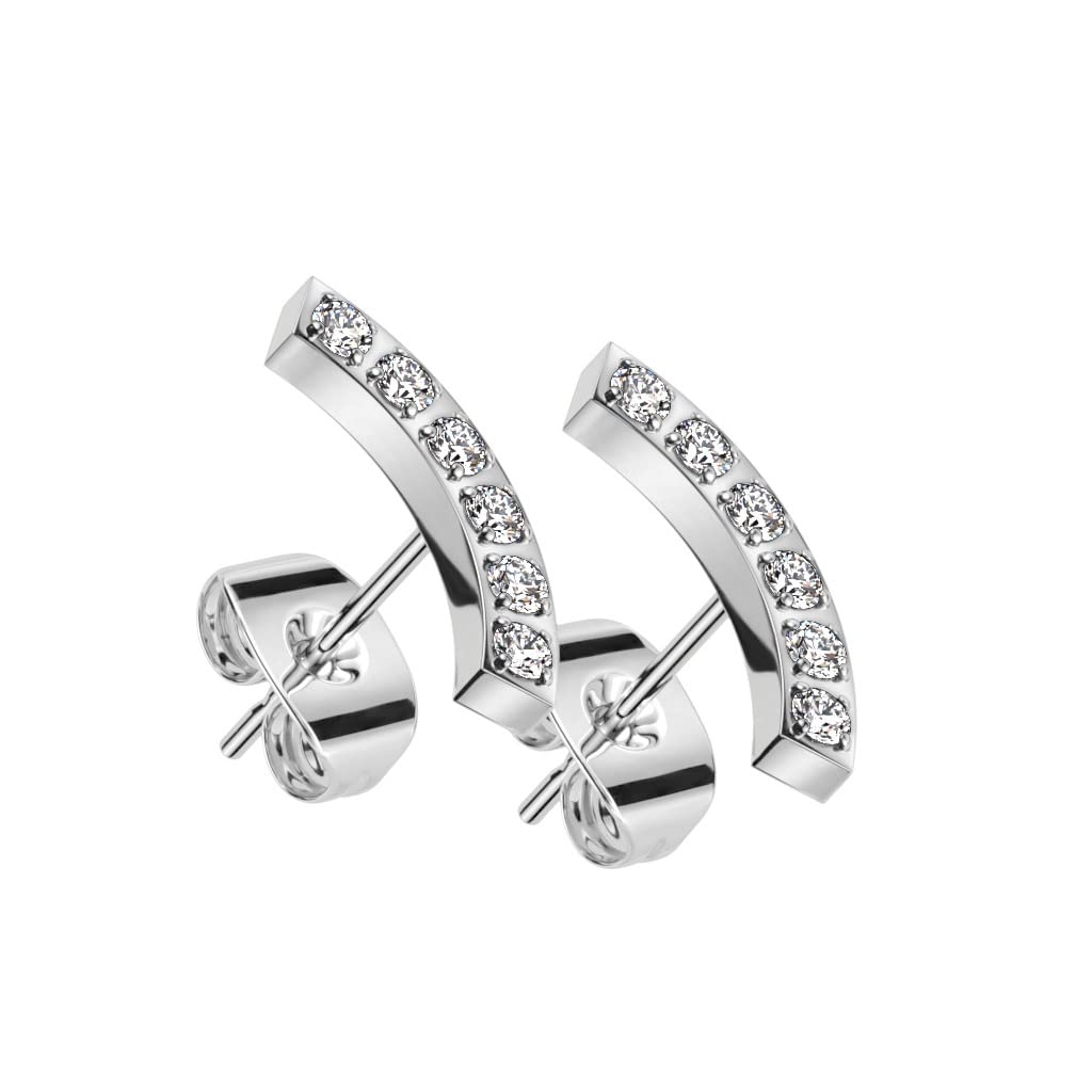 1 Paar Damen Ohrstecker Zirkonia Bogen Clear Chirurgenstahl Ohrringe Ohrhänger Silber Gold Roségold