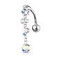 Bauchnabelpiercing Kristall Blasen-Anhänger Nabelpiercing Chirurgenstahl Bananabell Silber Regenbogen Clear Bunt Stab 1,6/10mm