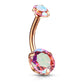 Bauchnabelpiercing 2 Regenbogen-Effekt Zirkonia Rund 8mm Nabelpiercing Chirurgenstahl Bananabell viele Farben Stab 1,6/10mm