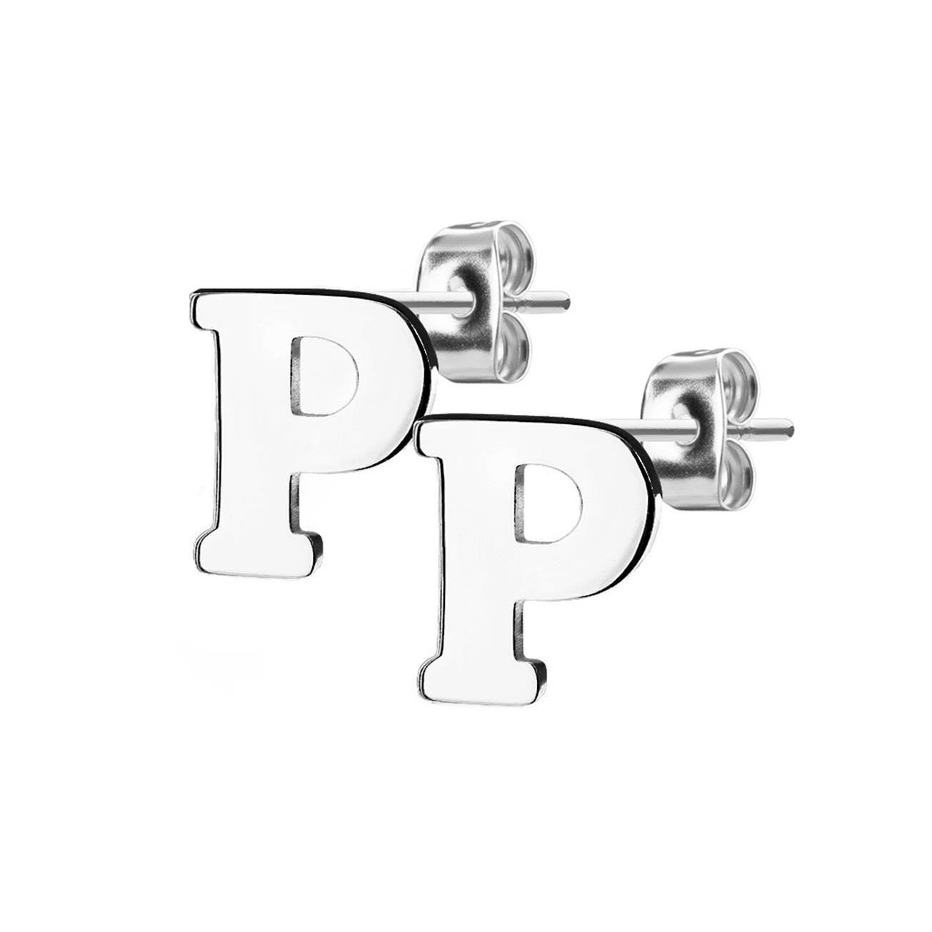 1 Paar Ohrstecker ALPHABET INITIALEN e Ohrringe Schmuck Set Edelstahl Silber Roségold