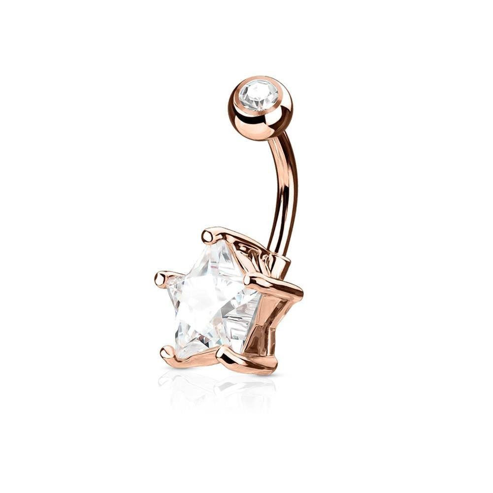 Bauchnabelpiercing 1,6mm 10mm Stern 7mm Nabelpiercing Edelstahl Chirurgenstahl Bananabell Zirkonia Gold Silber Roségold
