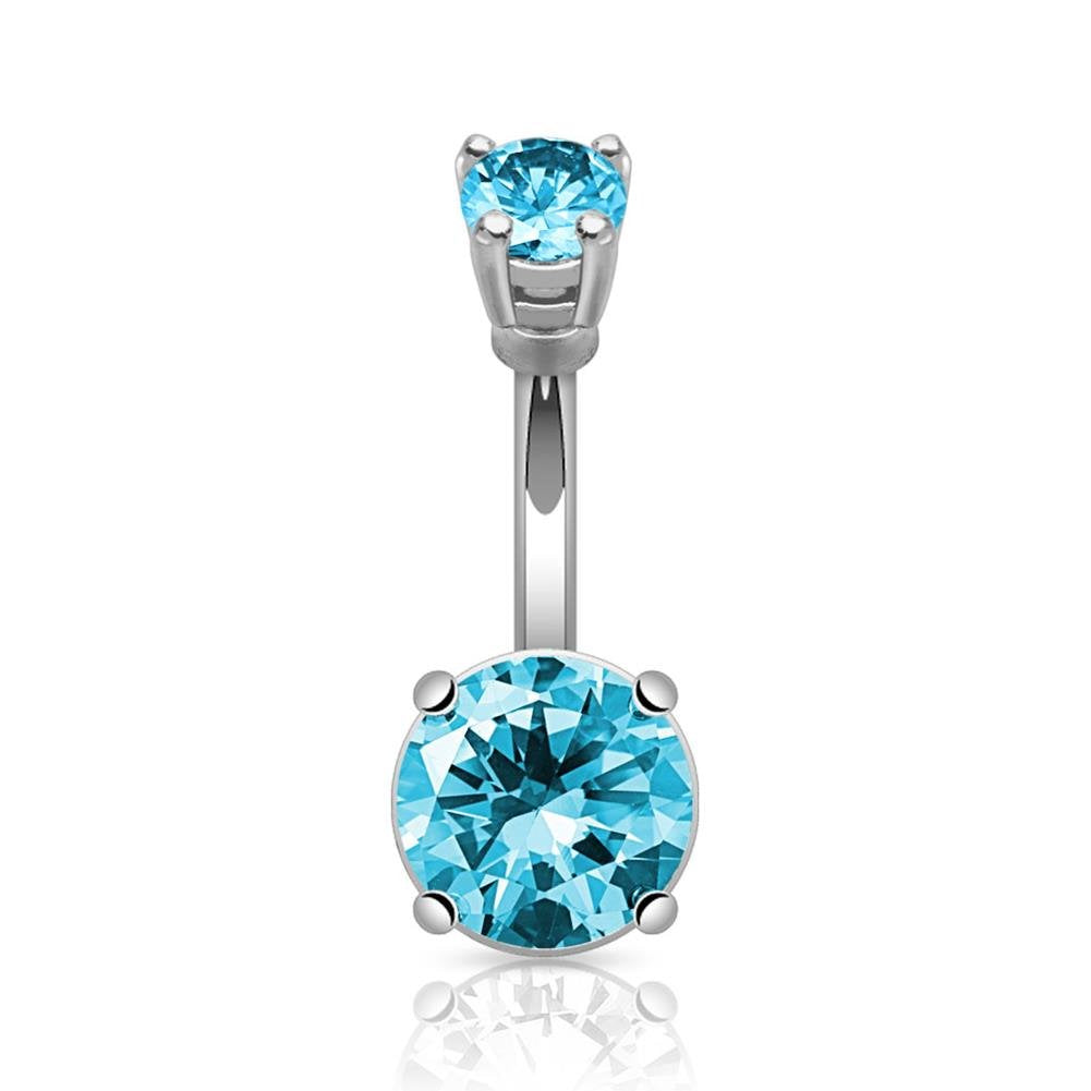 Bauchnabelpiercing GROSSER Stein Set 1,6mm 10mm Nabelpiercing Chirurgenstahl Bananabell Zirkonia Silber Gold 14 Karat