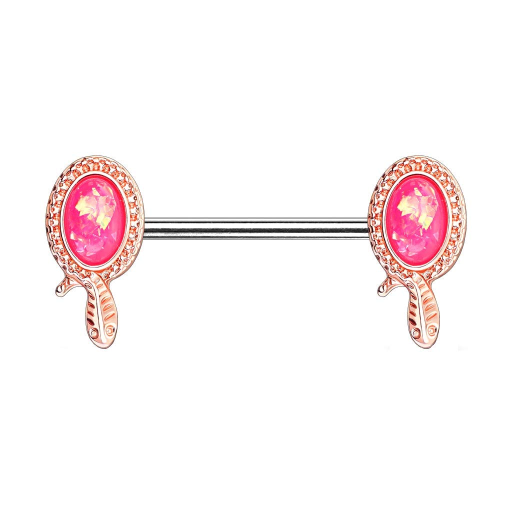 Brustwarzenpiercing Glitzer-Opal Schlange Brustpiercing Nippelpiercing Chirurgenstahl Gold Roségold Silber Stab 1,6/14mm