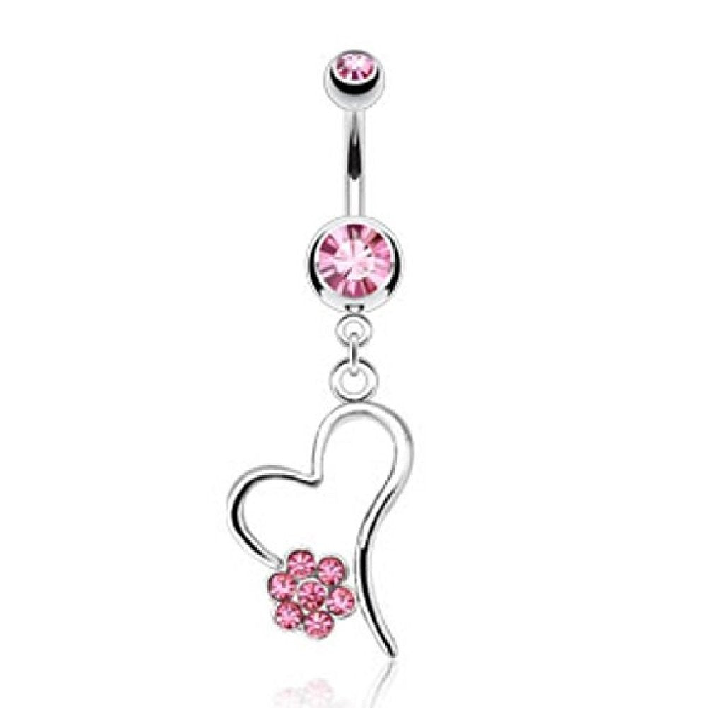 Bauchnabelpiercing Anhänger Herz 1,6mm 10mm Stab Nabelpiercing Edelstahl Chirurgenstahl Bananabell Zirkonia 14 Karat vergoldet