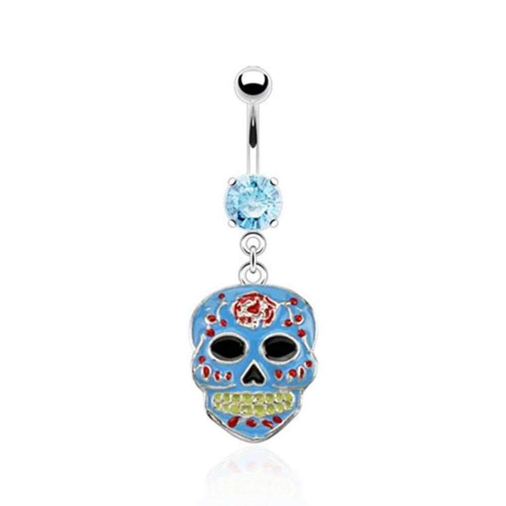 Bauchnabelpiercing 1,6mm 10mm Anhänger Totenkopf Skull Nabelpiercing Edelstahl Chirurgenstahl Bananabell Zirkonia 14 Karat