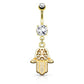 Bauchnabelpiercing Set 1,6mm 10mm Hamsa 16,2 x 13,1mm Nabelpiercing Chirurgenstahl Bananabell Zirkonia Farbe Weiß in Gold Roségold