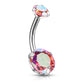 Bauchnabelpiercing 2 Regenbogen-Effekt Zirkonia Rund 8mm Nabelpiercing Chirurgenstahl Bananabell viele Farben Stab 1,6/10mm