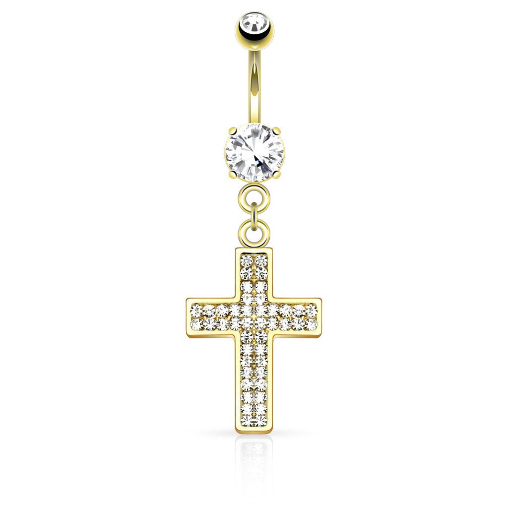 Bauchnabelpiercing Anhänger GLTIZERNDES Kreuz Set 1,6mm 10mm Nabelpiercing Edelstahl Chirurgenstahl Bananabell Zirkonia Clear