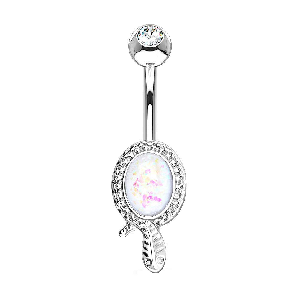 Bauchnabelpiercing Glitzer-Opal Schlange Nabelpiercing Chirurgenstahl Bananabell Silber Gold Weiß Pink Blau Stab 1,6/10mm