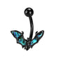 Bauchnabelpiercing Fledermaus Abalone Schwarz Silber Nabelpiercing Chirurgenstahl Bananabell Stab-länge 10mm