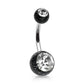 Bauchnabelpiercing 2 Glitzer-Kugeln 1,6mm 10mm Nabelpiercing Chirurgenstahl Bananabell Zirkonia Silber viele Farben