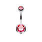 Bauchnabelpiercing 2 ZIRKONIA Nabelpiercing Chirurgenstahl Bananabell Silber Multicolor Stab 1,6/10mm Kugeln 4/6mm