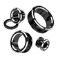 Ohrtunnel Schwarz Silber Rand Chirurgenstahl Ohrpiercing Ohrschmuck Plug Screw Fit Schraubverschluss 8-25mm
