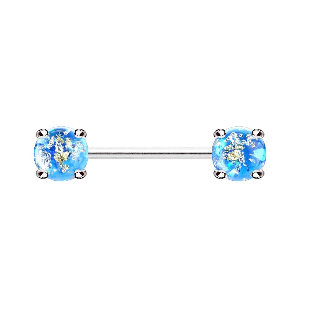 Brustwarzenpiercing Lava Glitzer Stein Brustpiercing Nippelpiercing Chirurgenstahl Silber Stabdicke 1,6mm Länge 14mm