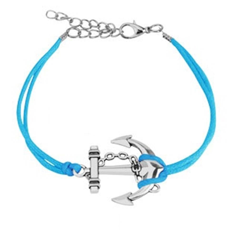 Wickelarmband GROSSER Anker Länge 250mm Breite 2,89mm verstellbar Karabinerverschluss Kunstleder Edelstahl Seil Maritim