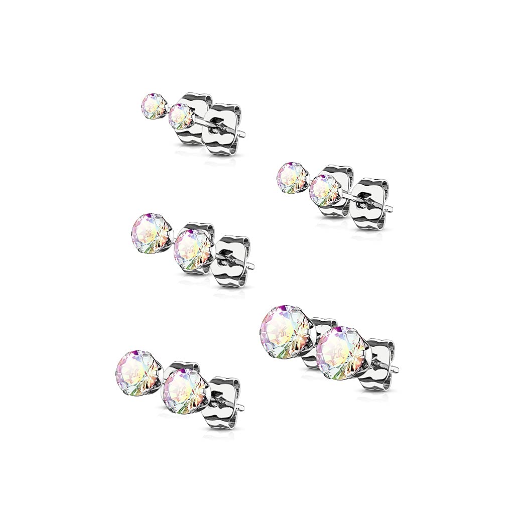 5 Paar Ohringe Runder Zirkonia 3mm 4mm 5mm 6mm 7mm Ohrringe Ohrstecker Chirurgenstahl Silber Gold Schwarz