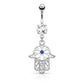 Bauchnabelpiercing Set 1,6mm 10mm Hamsa 17 x 14,7mm Nabelpiercing Chirurgenstahl Bananabell Zirkonia Farben Gold Silber Roségold