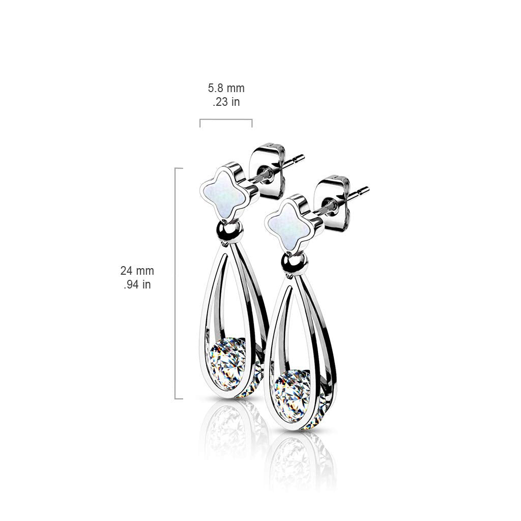 1 Paar Damen Ohrringe Zirkonia Tränen-Tropfen Anhänger e Ohrstecker Gold Rosé-gold Silber