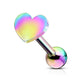 1 Knorpel Ohrstecker Flat Top Herz Cartilage Labret Piercings Tragus viele Farben Edelstahl Schraubverschluss Steg 6,5/1,2mm
