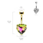 Bauchnabelpiercing Regenbogen-Effekt Kristall Herz Nabelpiercing Chirurgenstahl Bananabell viele Farben Stab 1,6/10mm