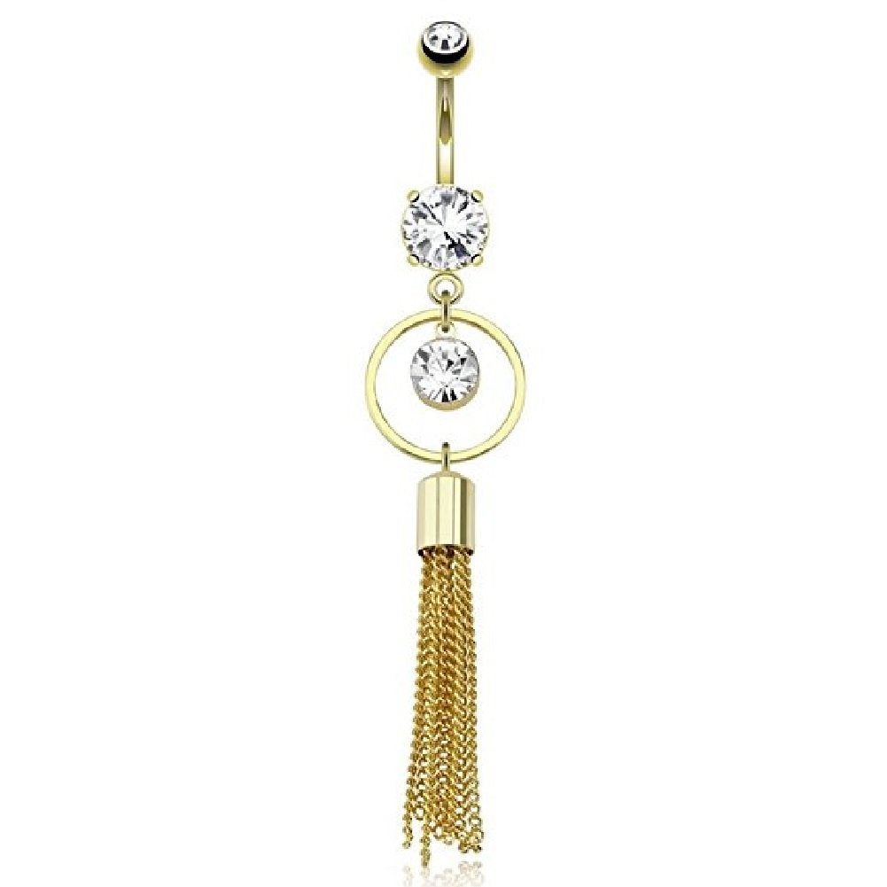 Bauchnabelpiercing 1,6mm 10mm Anhänger Viereck Ring Nabelpiercing Edelstahl Chirurgenstahl Bananabell Zirkonia Vergoldet 14 Karat