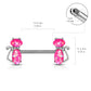Brustwarzenpiercing Glitzer-Opal Katze Brustpiercing Nippelpiercing Chirurgenstahl Silber Pink Weiß Stab 1,6/14mm