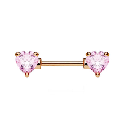 Brustwarzenpiercing ZIRKONIA Herzen Brustpiercing Intimpiercing CHIRURGENSTAHL Silber Gold Roségold Stab 1,6mm 12/16mm