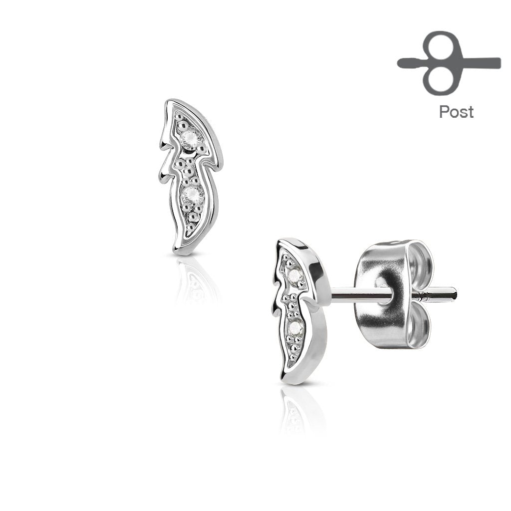 1 Paar Ohrringe Set Stecker Edelstahl Chirurgenstahl Kleines Blatt clear Zirkonia gold silber roségold