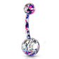Bauchnabelpiercing 1,6mm 10mm Splatter Spritzer Grafitti Ball Nabelpiercing Edelstahl Chirurgenstahl Bananabell Zirkonia