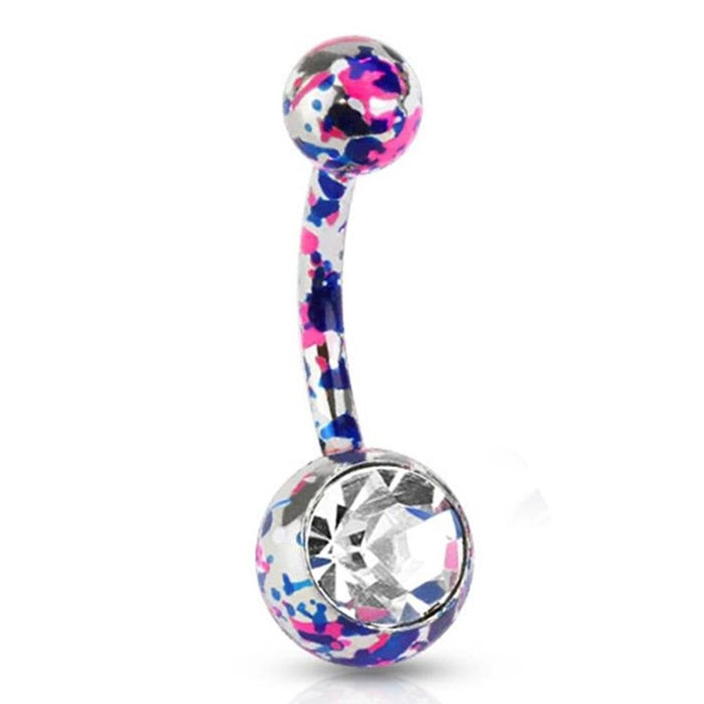 Bauchnabelpiercing 1,6mm 10mm Splatter Spritzer Grafitti Ball Nabelpiercing Edelstahl Chirurgenstahl Bananabell Zirkonia