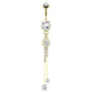 Bauchnabelpiercing 1,6mm 10mm Anhänger Viereck Ring Nabelpiercing Edelstahl Chirurgenstahl Bananabell Zirkonia Vergoldet 14 Karat
